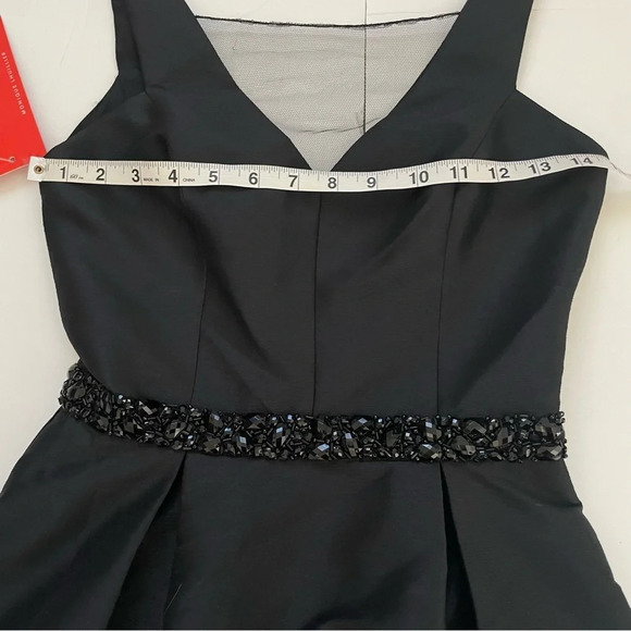 NWT Monique Lhuillier Black Beaded Bridesmaid Formal Mini Dress Fit and Flare 2 - Picture 8 of 13